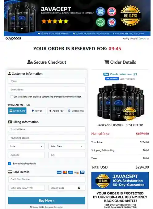 JavaCept Secure Checkout Page